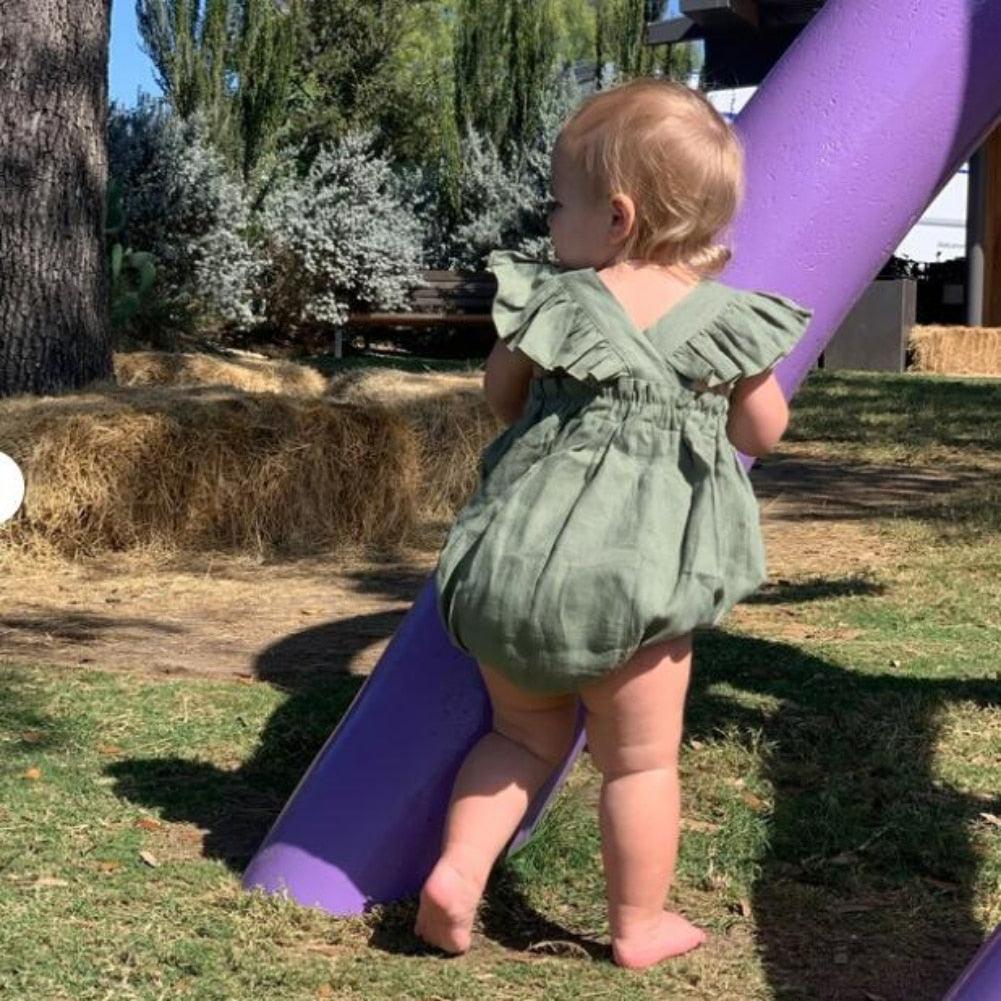 Baby Lilo Ruffle Linen Romper