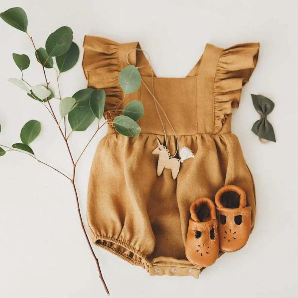 Baby Lilo Ruffle Linen Romper